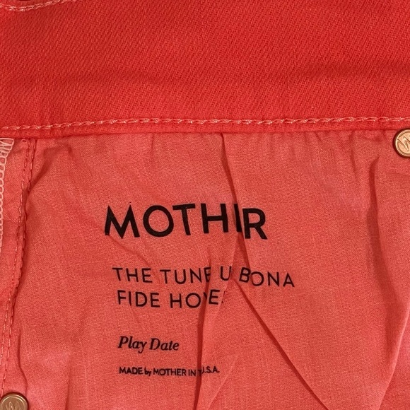 Mother The Tune Up Bona Fide Hover Slim Straight Jean Play Date Hot Coral 29 - Picture 15 of 16